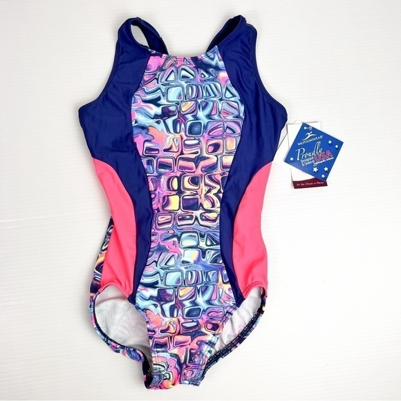 Motionwear leotard womens petite Blue colorful one piece dance gymnastics cheer - Picture 2 of 9